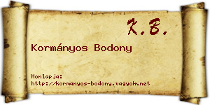 Kormányos Bodony névjegykártya